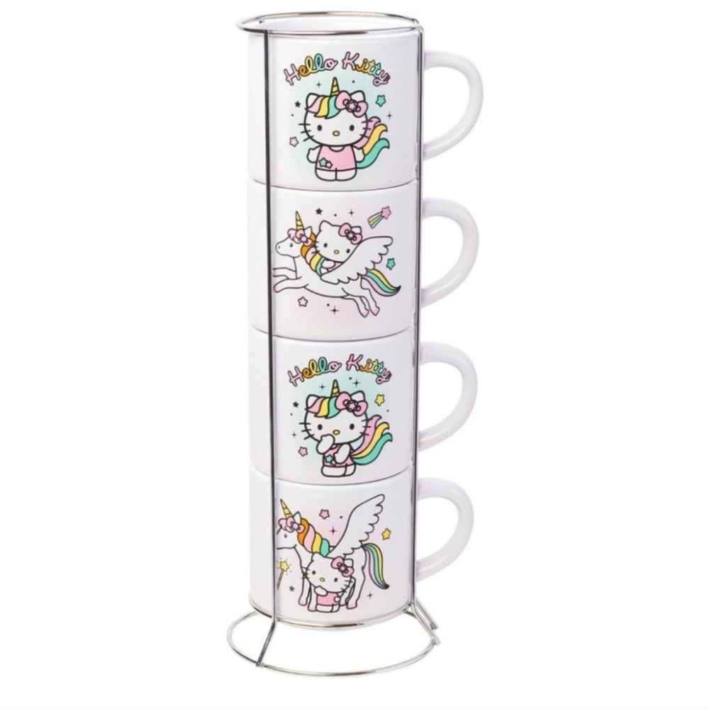 Hello Kitty Unicorn Fantasy Stars 4 Pack Ceramic Mug Stack